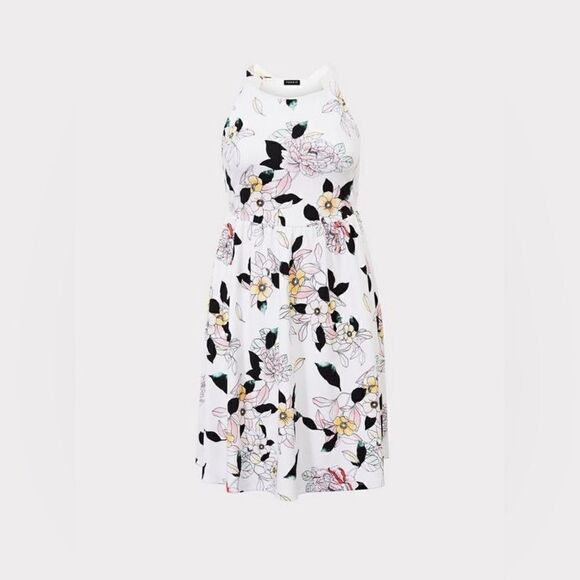 Torrid Mini Textured Knit Floral Skater Dress Size 2 2X - Picture 6 of 10